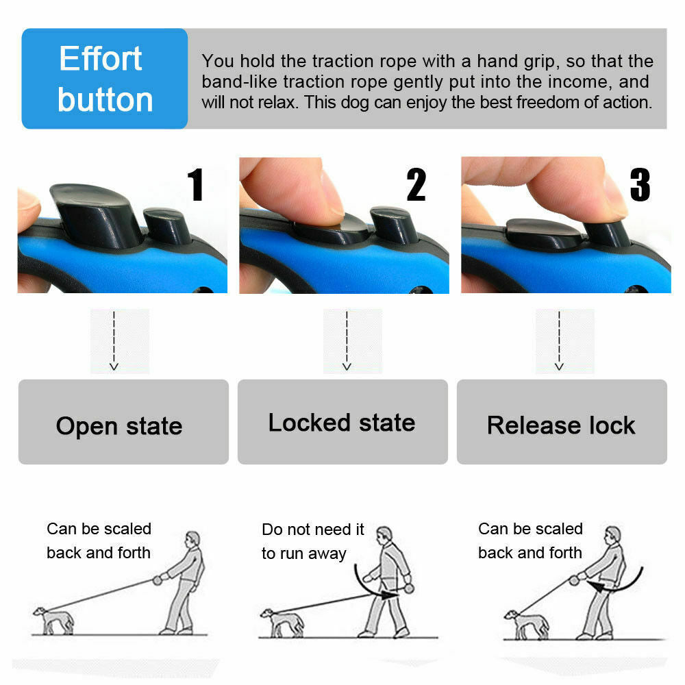 16ft Retractable Dog Leash – Automatic Adjustable Lead with Brake & Lock System (Durable, Tangle-Free & Comfortable Grip)