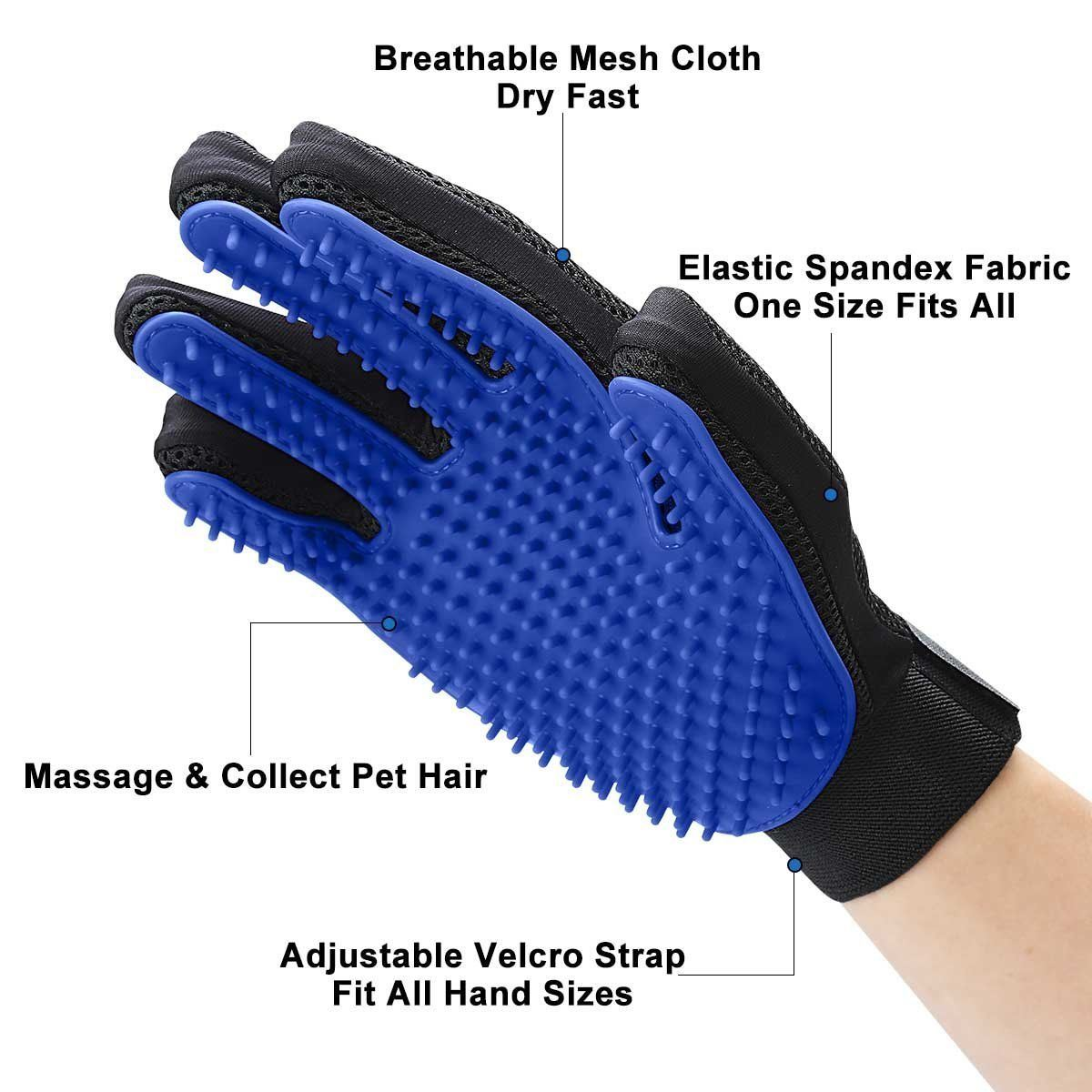 Pet Hair Remover Gloves – 259 Tip Grooming Brush for Dogs & Cats (Easy Shedding & Deep Cleaning)